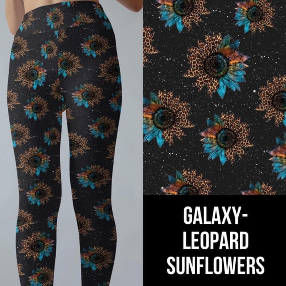 Custom leggings -  Beautiful Blue leopard sunflowers